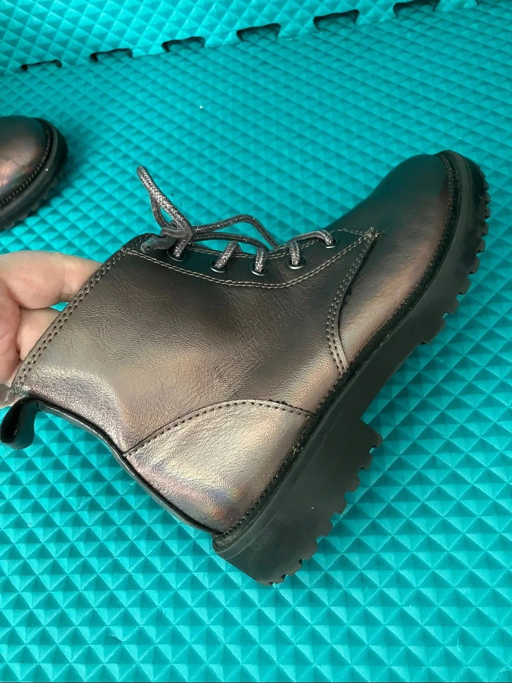 OLD NAVY Big Girls Faux-Leather Lace-Up Combat Boots | 1